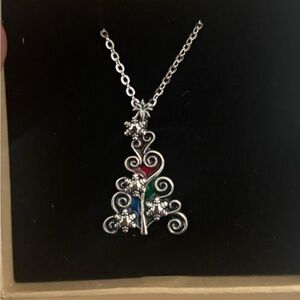 Elegant 925 Sterling Italian Silver Christmas Tree Pendant